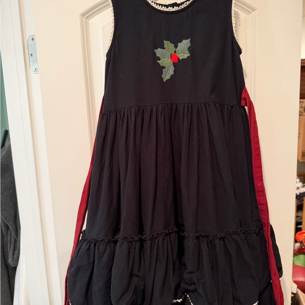 Mustard Pie Elegant Black Dress with Cream Trim - 7